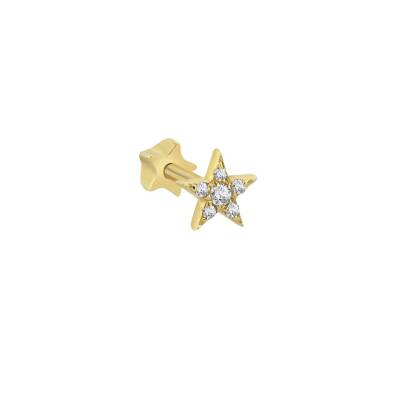 Taşlı Yıldız Altın Tragus Piercing - 1