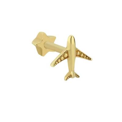 Taşsız Uçak Altın Tragus Piercing - 1