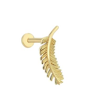 Taşsız Yaprak Altın Tragus Piercing - 1
