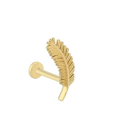 Taşsız Yaprak Altın Tragus Piercing - 2