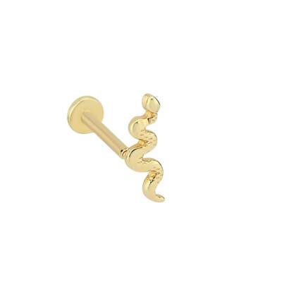 Taşsız Yılan Altın Tragus Piercing - 1