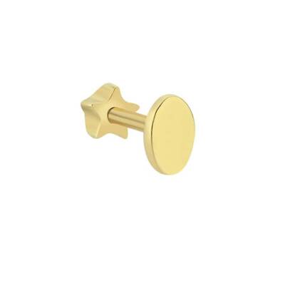Taşsız Yuvarlak Plaka Altın Tragus Piercing - 1