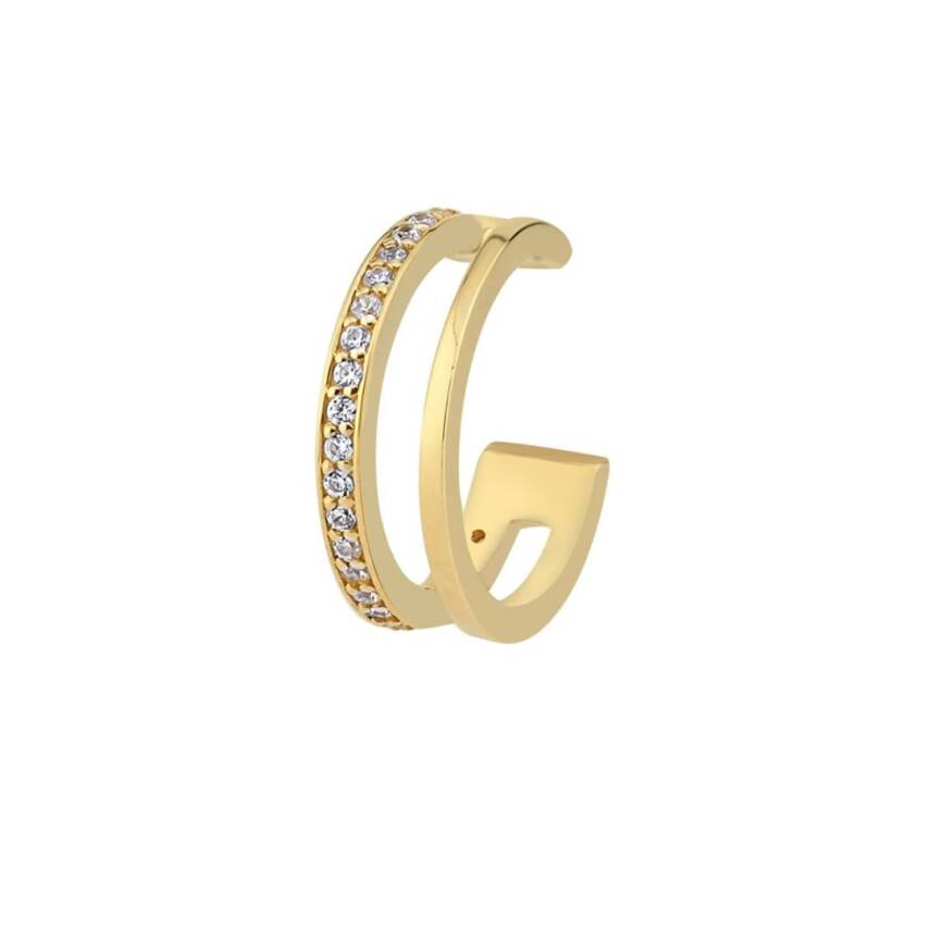 Tek Sıra Taşlı Altın Earcuff Piercing - 1