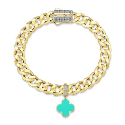 Turkuaz Mineli Yonca Charm - 4