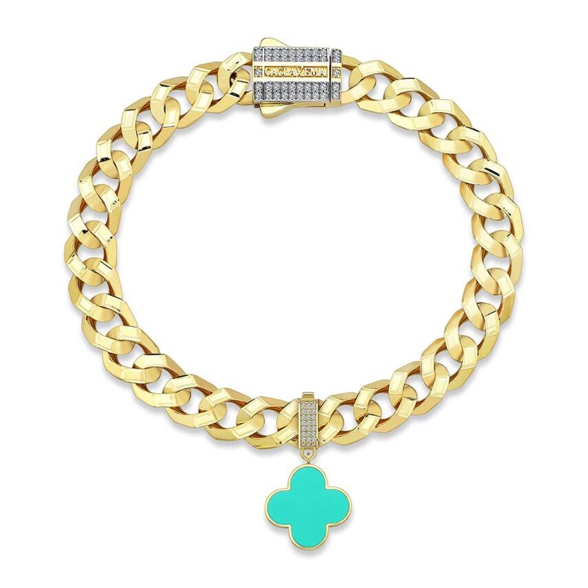 Turkuaz Mineli Yonca Charm - 4