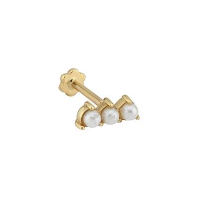 Üç İncili Altın Tragus Piercing - 1